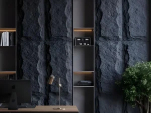 Πάνελ Τοίχου PU Blackstone Slab με όψη φυσικής μαύρης πέτρας από την G Construction Θεσσαλονίκη