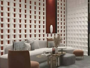 Πάνελ Τοίχου PU Square Stone με ορθογώνιες οπές σε λευκή απόχρωση από την G Construction Θεσσαλονίκη