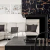 Πάνελ Τοίχου PVC Marquina Swash με μαύρη όψη μαρμάρου και καφέ λεπτομέρειες από την G Construction Θεσσαλονίκη
