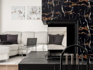 panel-toixou-pvc-marquina-swash-gconstruction-1 Πάνελ Τοίχου PVC Marquina Swash με μαύρη όψη μαρμάρου και καφέ λεπτομέρειες από την G Construction Θεσσαλονίκη