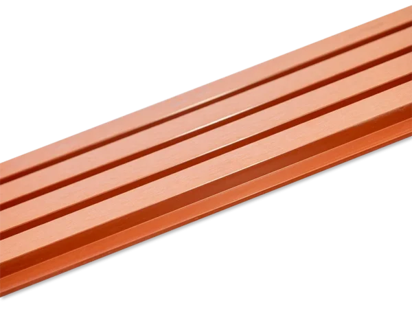 Λεπτομέρεια πηχακίων τοίχου WPC Wall Red Brown με ημιανάγλυφη επιφάνεια